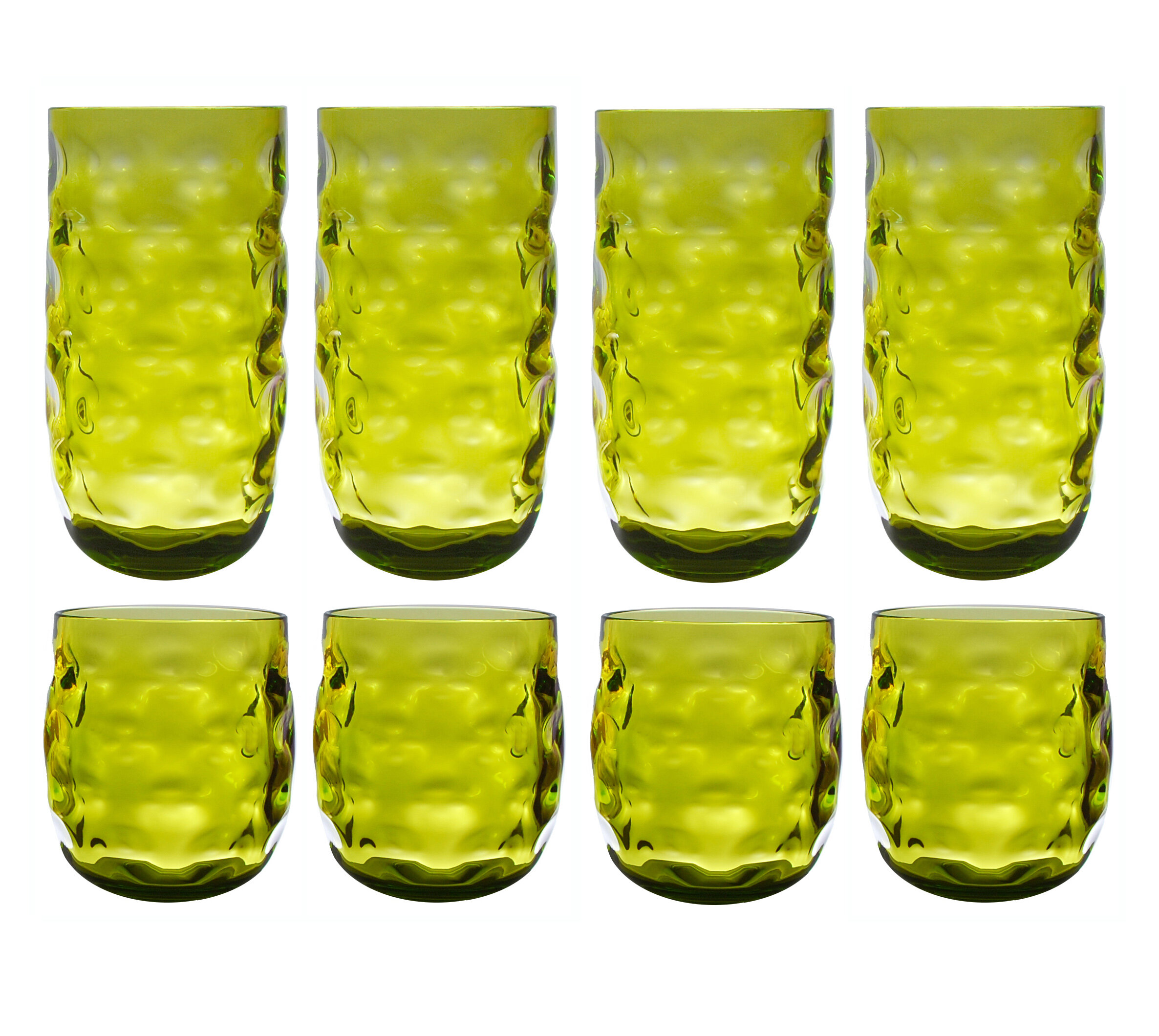 Drinking Glass Set 16 Pcs, Include Eight 16 Oz & Eight 11 Oz Glasses