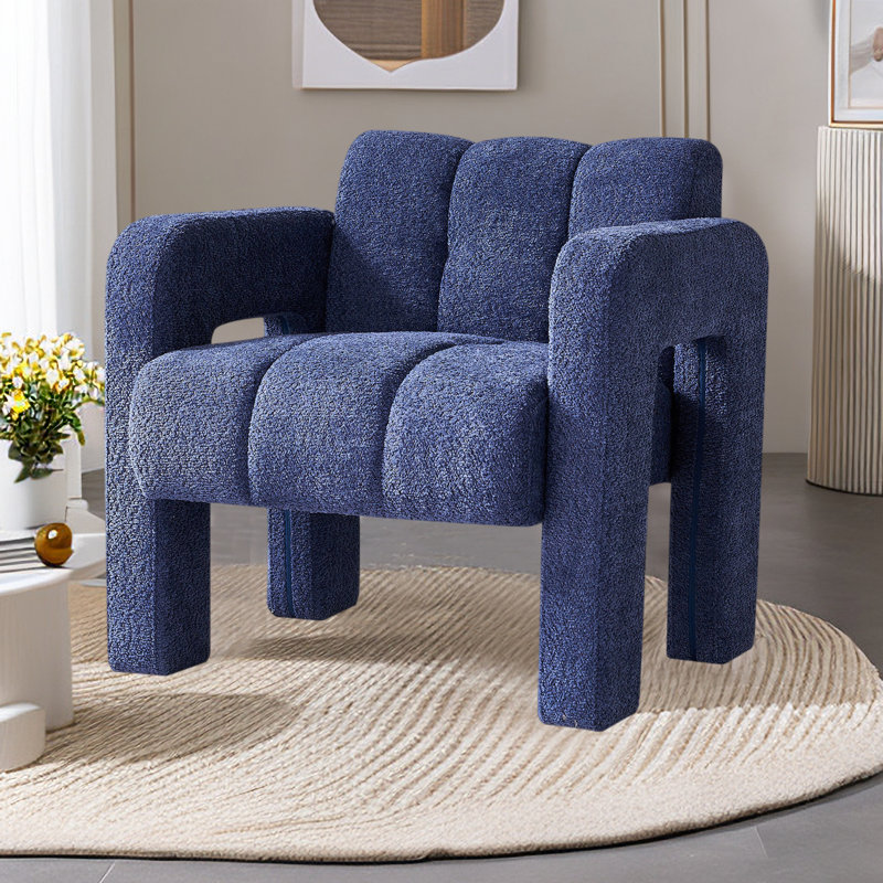 Chaise d'appoint pratique et large rembourrée, Polyester bleu marine