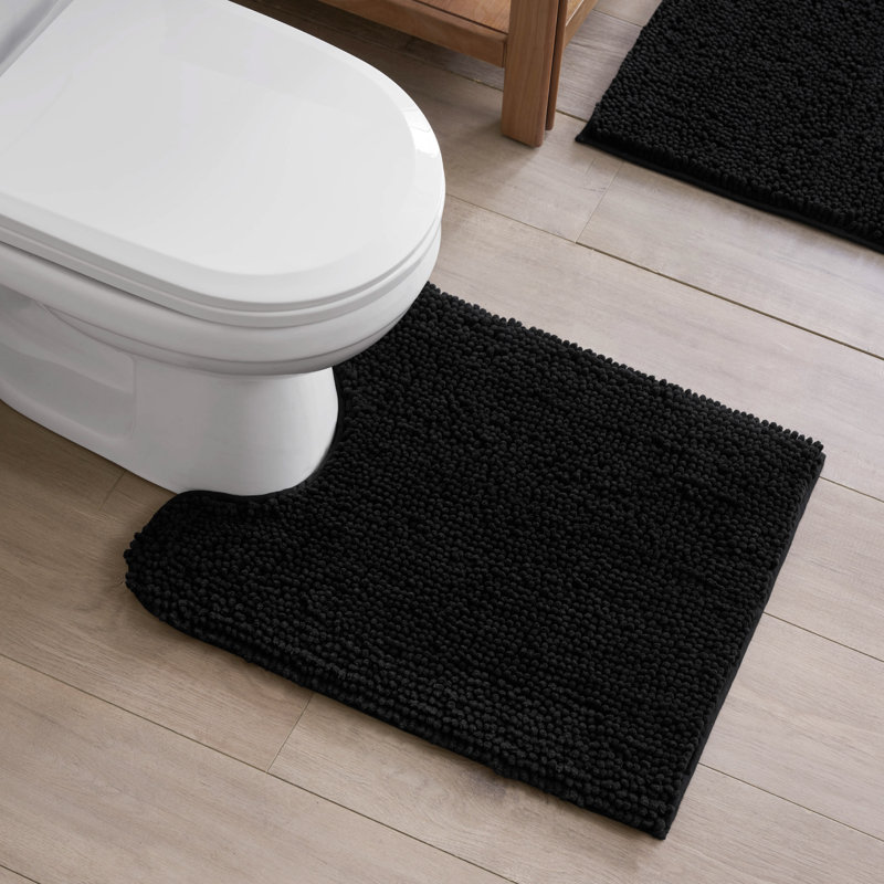 Non-Slip Bath Mat - Basics by Wayfair™, U Shaped Bath Mat - 20" L x 24" W , Black
