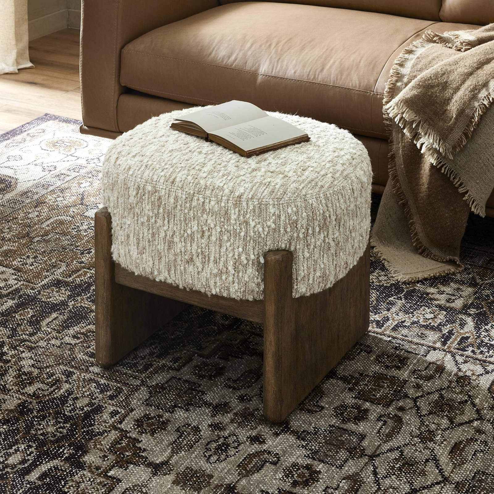 Modern Accent Stool, Solema Cream, Acrylic