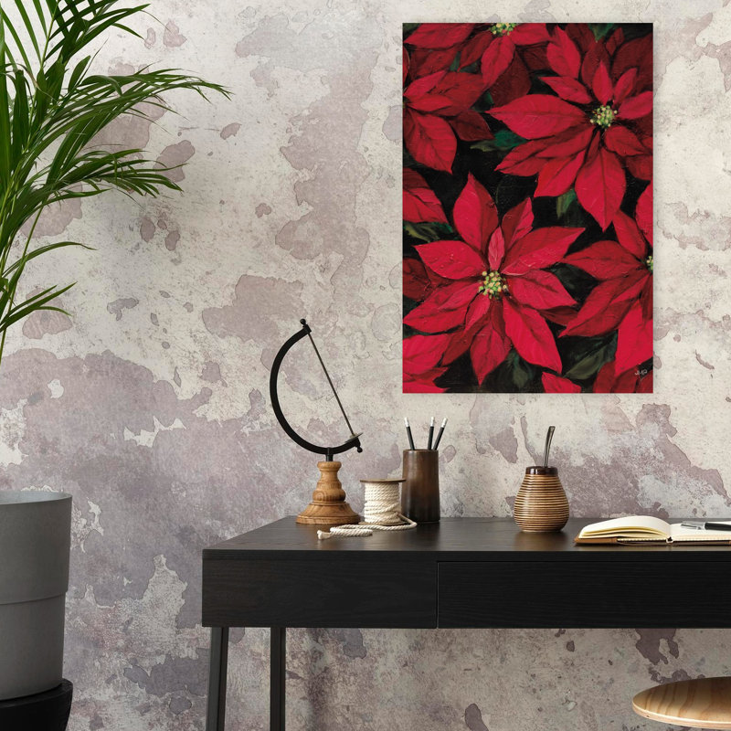 Art de fleur poinsettia de Noël I, H 24 po x l 16 po