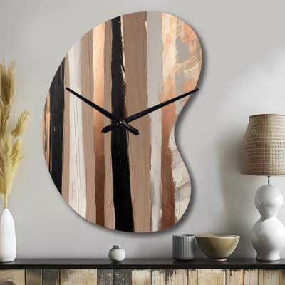 Brown And Black Beyond Boundaries IV - Boom Shape Large Brown Wall Clock - Unique Shape
