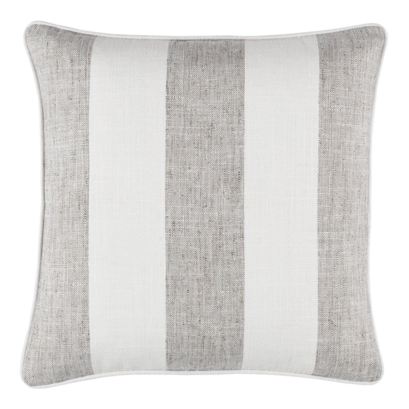 Awning Polyester Indoor/Outdoor Pillow Cover, Square 20", Gray Striped