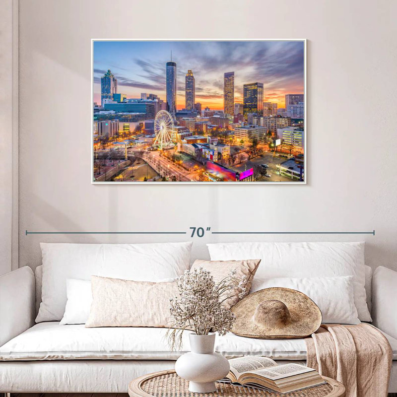 Atlanta Twilight Sky, Cadre flottant blanc, 43 po x 29 po