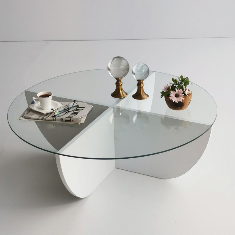 Modern Coffee Table, White, 35.4 x 11.8 x 35.4 Inches | 100% Tempered Glass Top, 100% Melamine Coated Particle Board Frame, Thickness: 0.7 Inches | Sleek and Stylish Design for Living Room & Home Décor