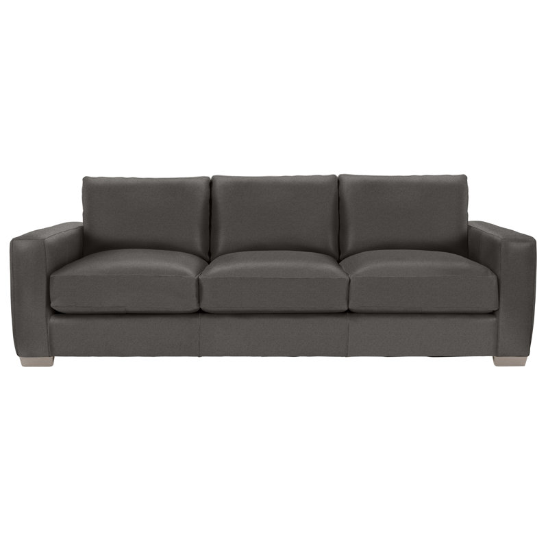 Dawkins 94'' Genuine Leather Square Arm Sofa, Blanca, Beige/Tan Leather 202-202