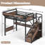Lit mezzanine en métal pleine grandeur avec glissière et escalier de rangement pour enfants Titan-133276934