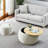 Round Storage Ottoman, 2 In 1 Function, Work As End Table And Ottoman,With Small Seat-309077306
