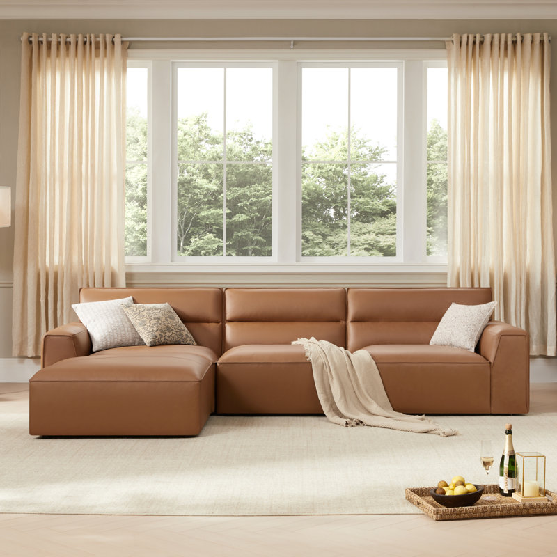 Canapé modulaire en cuir véritable Jenn