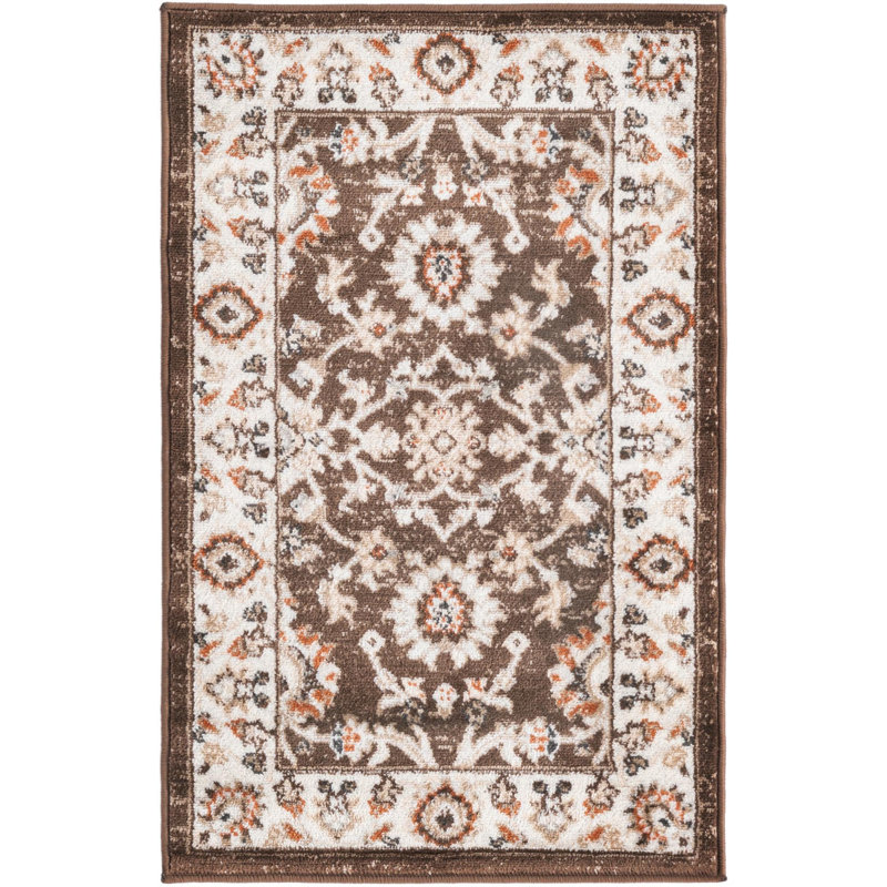 Tapis floral brun / ivoire Charlotte, Rectangulaire 2 pi x 3 pi
