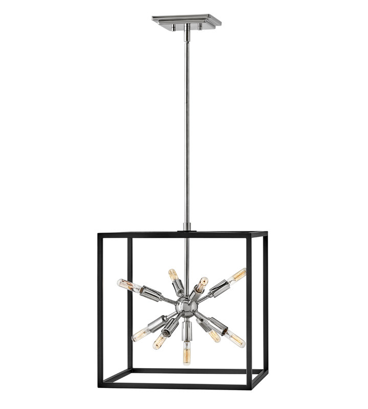 Petit luminaire suspendu, Noir avec accents nickel poli