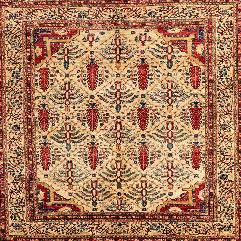 Tapis abstrait à motif abstrait moderne 4161, Carré 6 pi