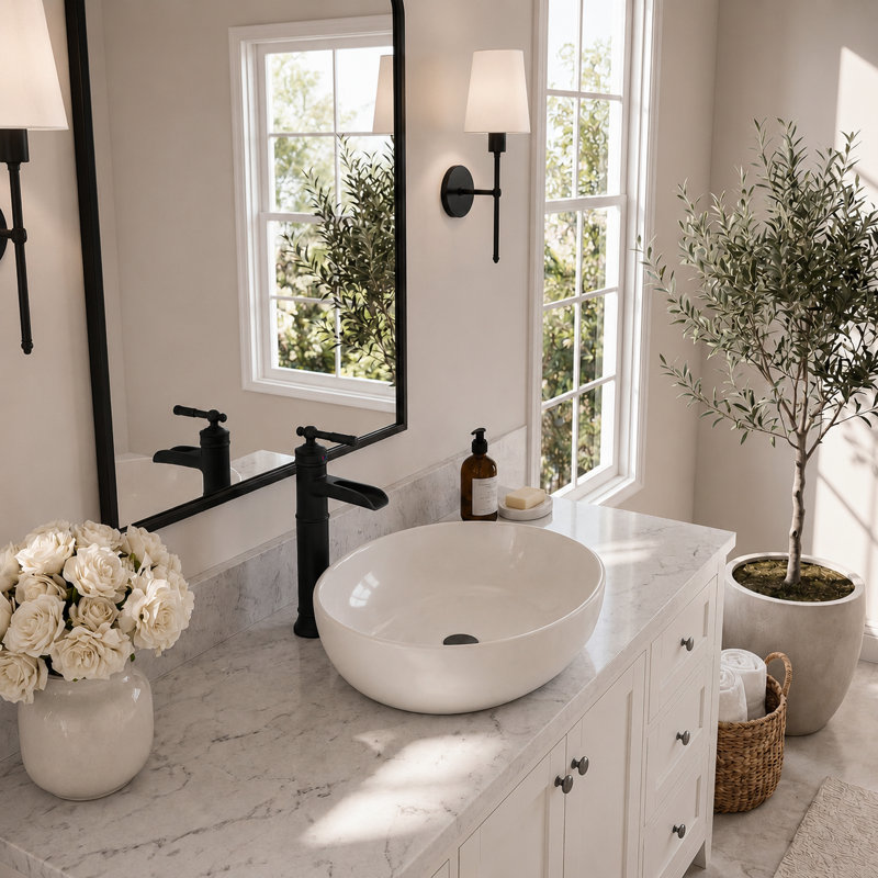 Robinet de lavabo de salle de bain monocorps et monocommande avec drain Apex, Noir mat