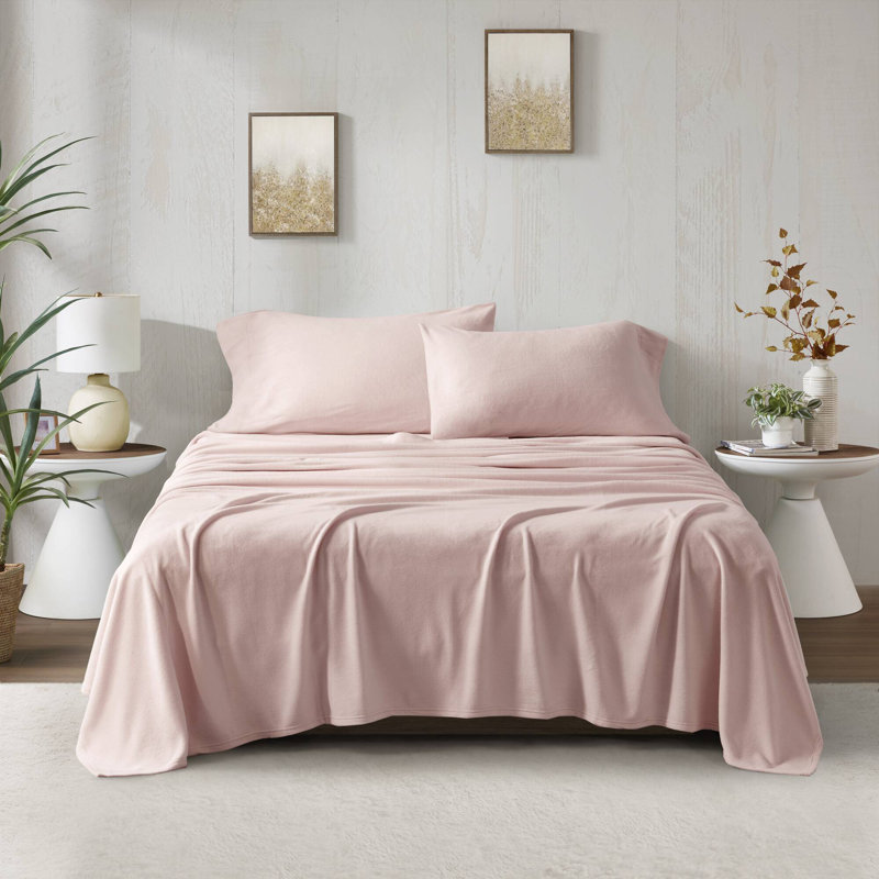 Micro Fleece Sheet Set, Full Sheet Set with 2 Pillowcases, Blush