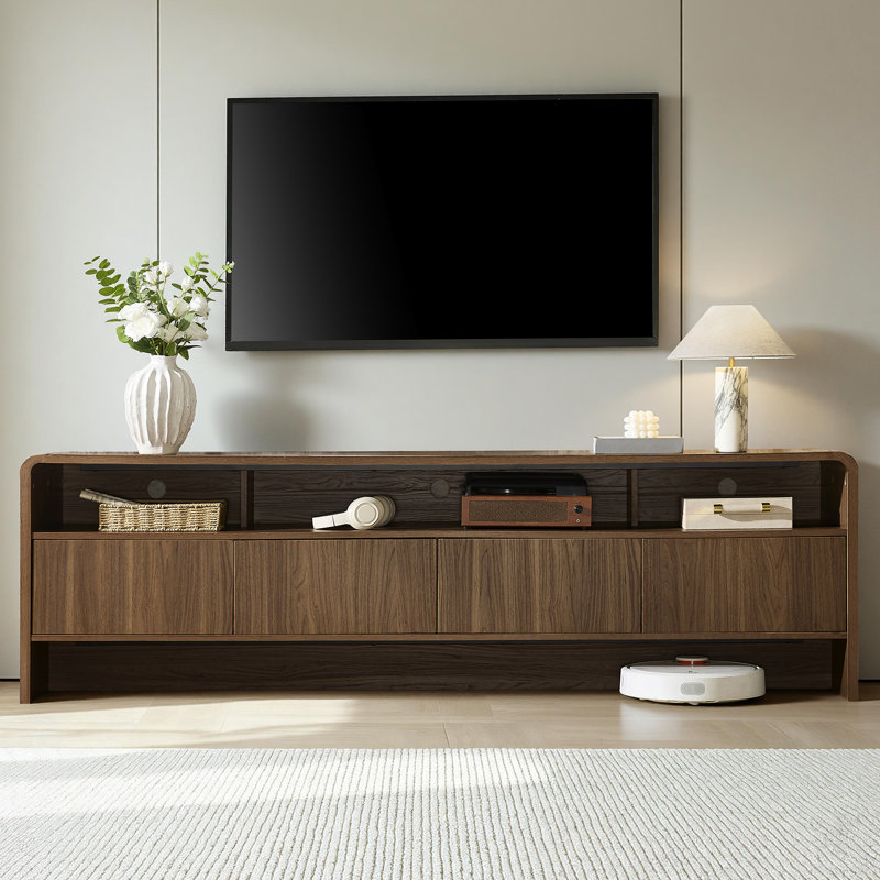 Dulane 70'' Modern TV Stand with Open Shelf&Large Storage Space for TVs up to 75'',Walnut, Walnut