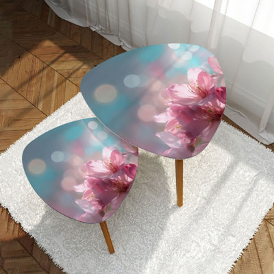 Ensemble de 2 tables d'appoint en cerisier Triangle