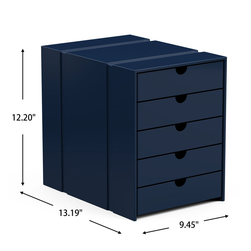 File Cabinet Shelf Organizing Box Settrays 5 Drawers Closed, Blue