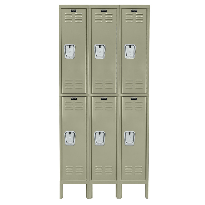 Metal 2 - Tier School Locker, Tan, 66" H x 36" W x 15" D, Assembled