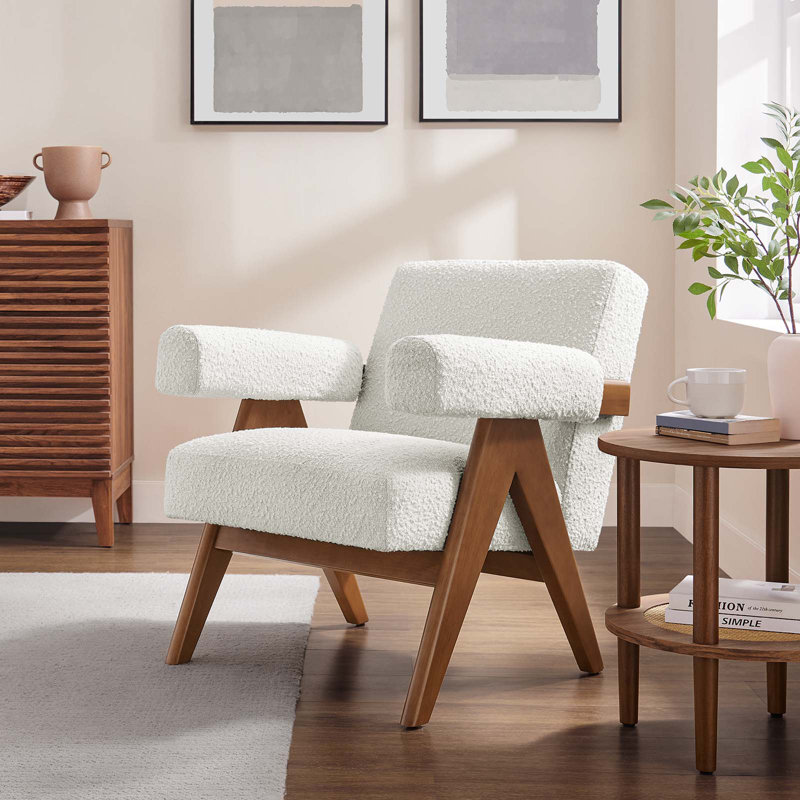 Fauteuil Lyra, Bouclé ivoire