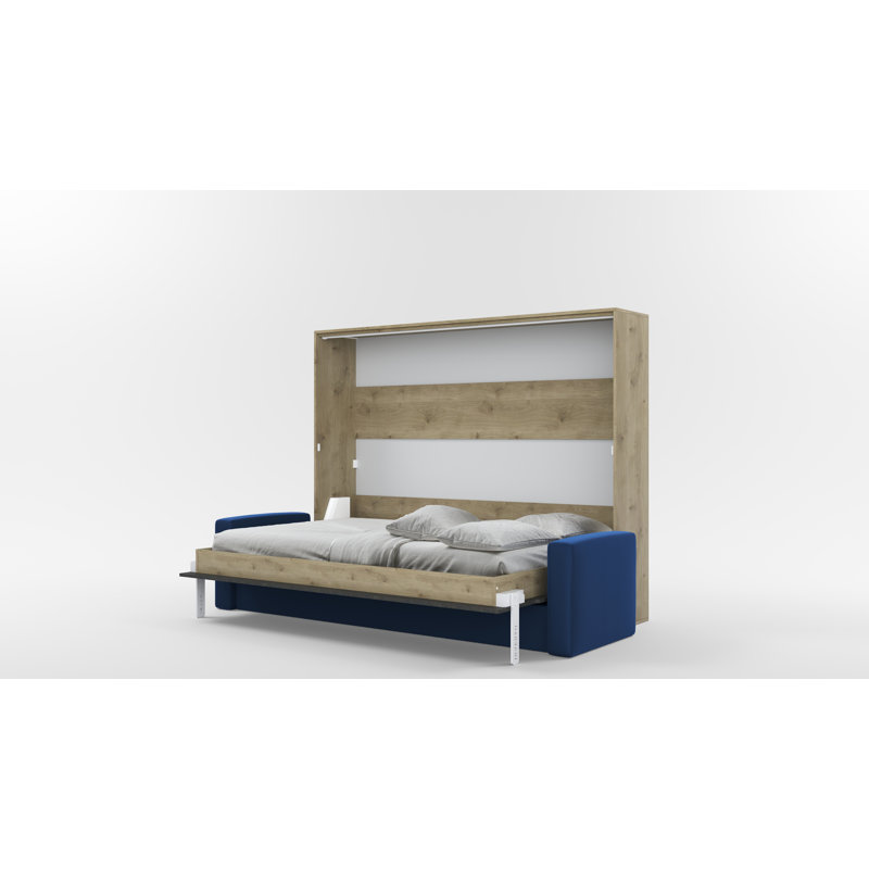 Neidelin Upholstered Bed, Beige/Grey/Navy