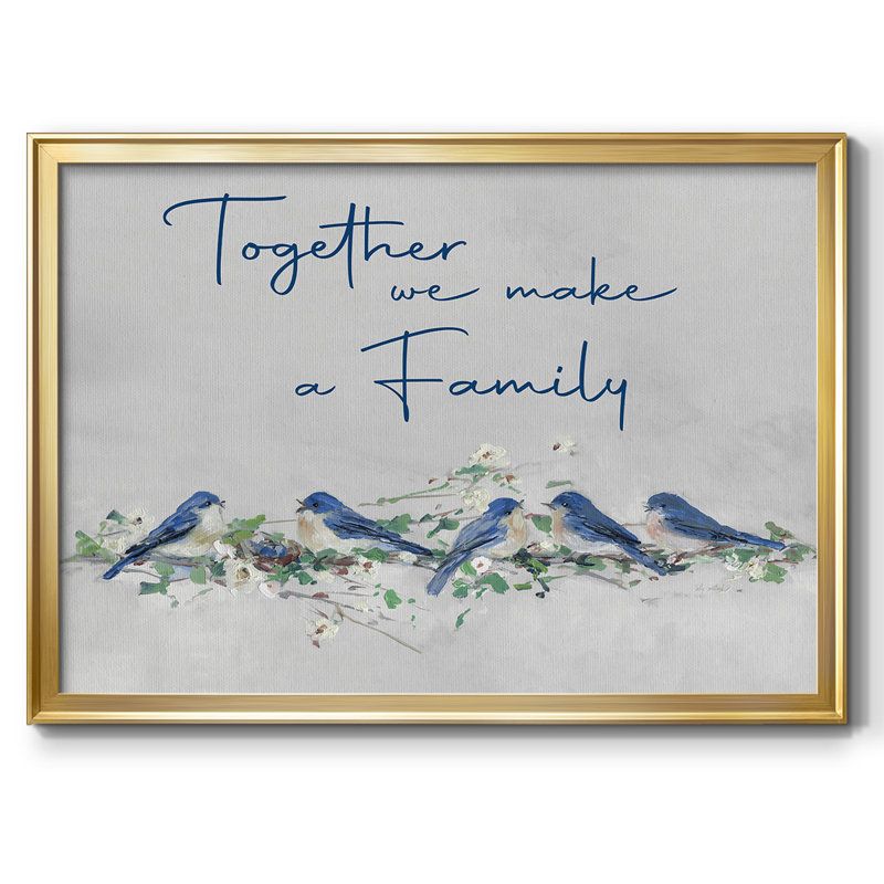 Toile tendue avec châssis Bluebird Family_48693, H 30 po x l 44 po x P 1,5 po, Or