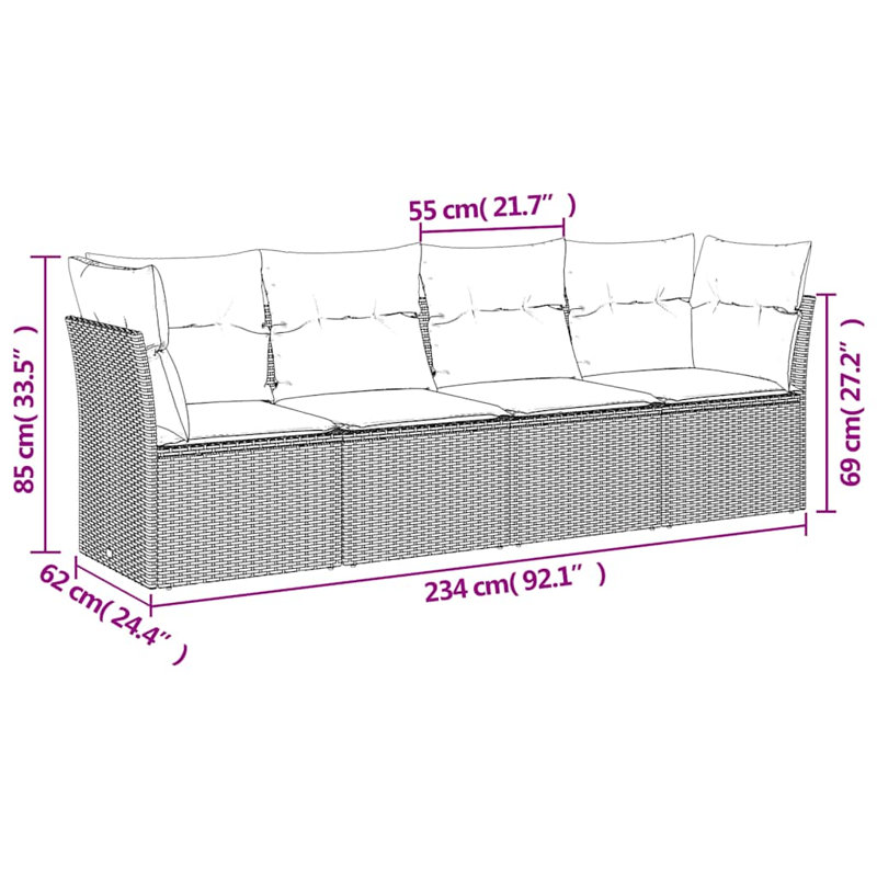 Ensemble de canapé de jardin extérieur