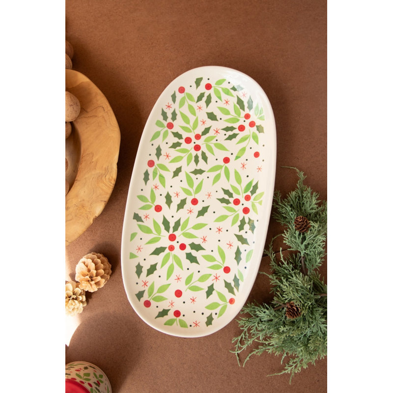 Kalalou Oval Ceramic Christmas Platter