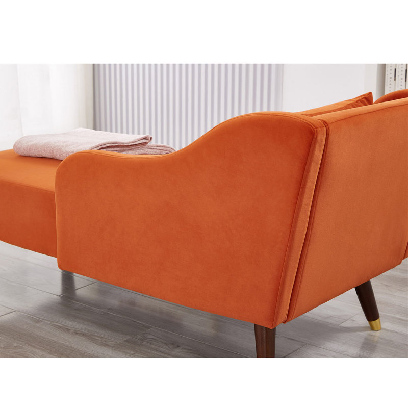 Chaise longue rembourrée Tennielle, Velours orange