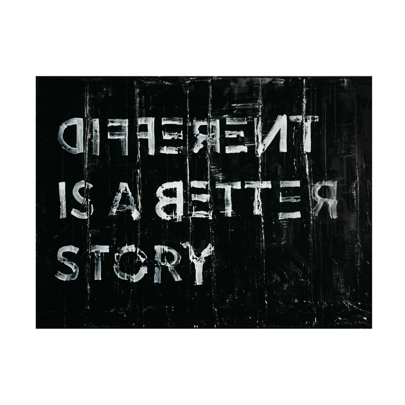 «Ological différent is mieux »par Kent Youngstrom - art textuel sur toile tendue, H 14 po x l 19 po x P 2 po