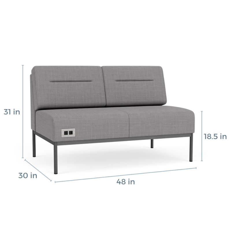 Causeuse Darsey, Avec alimentation, Gris anthracite, Gris chambray