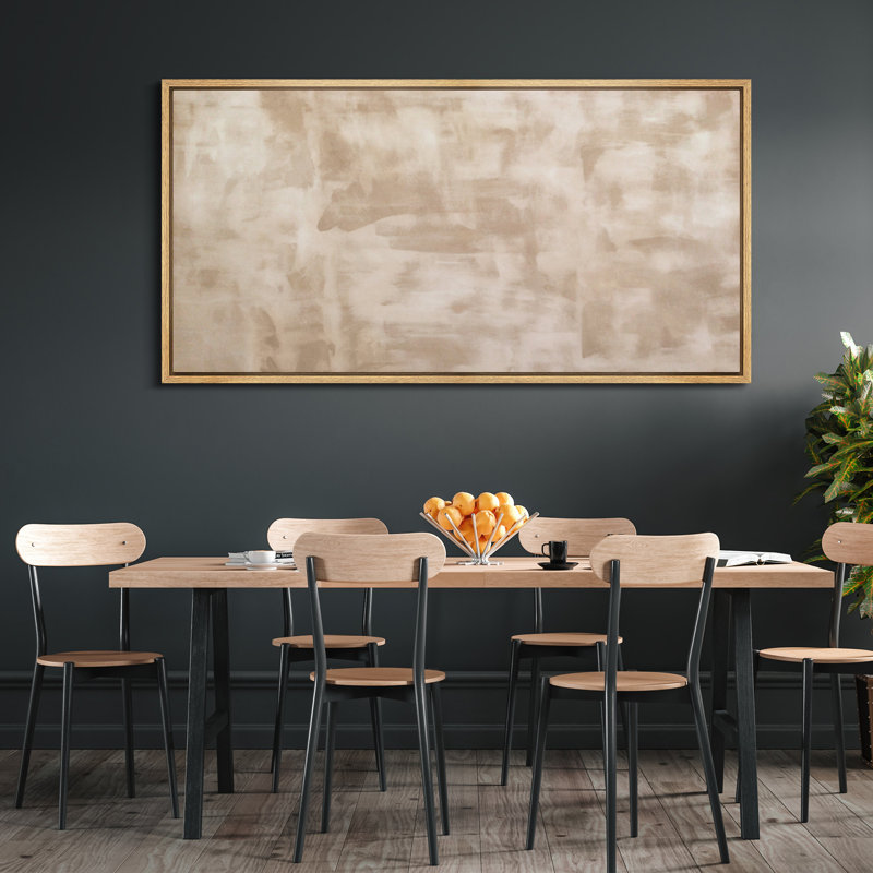 «Neutral Beige Brush», reproduction d'art sur toile encadrée minimaliste moderne pour salon ou bureau, Naturel