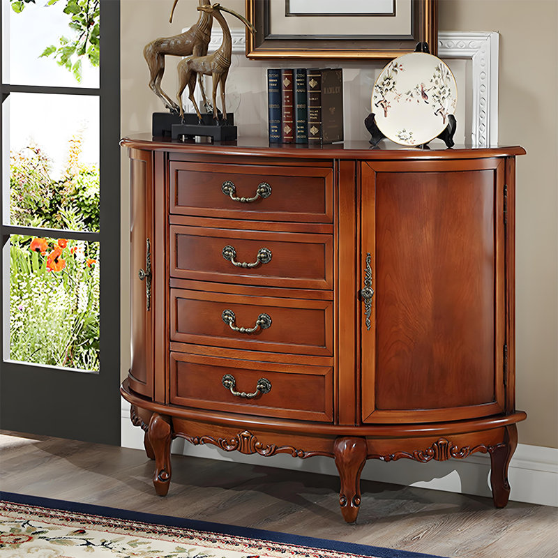 Armoire de rangement en bois massif sculpté de style américain de 39,37 po