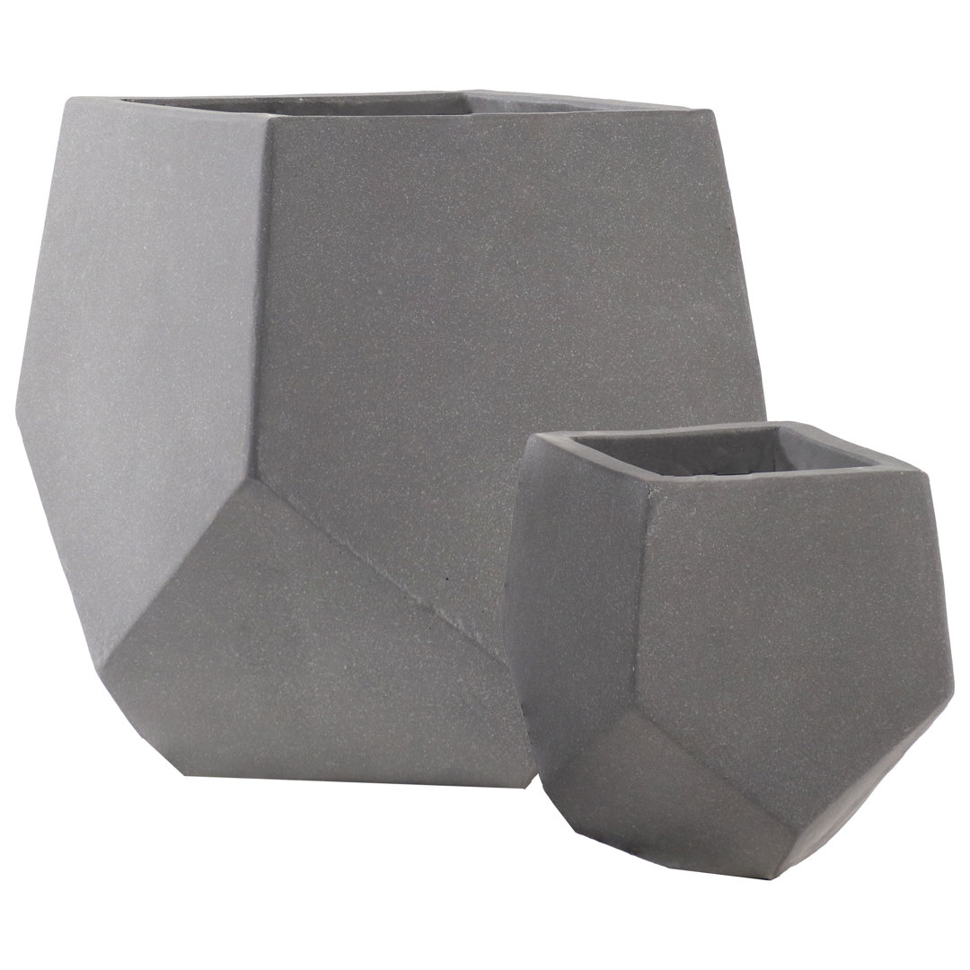 Salih 2pc Assorted Moondust Concrete Outdoor Planters Corrigan Studio®