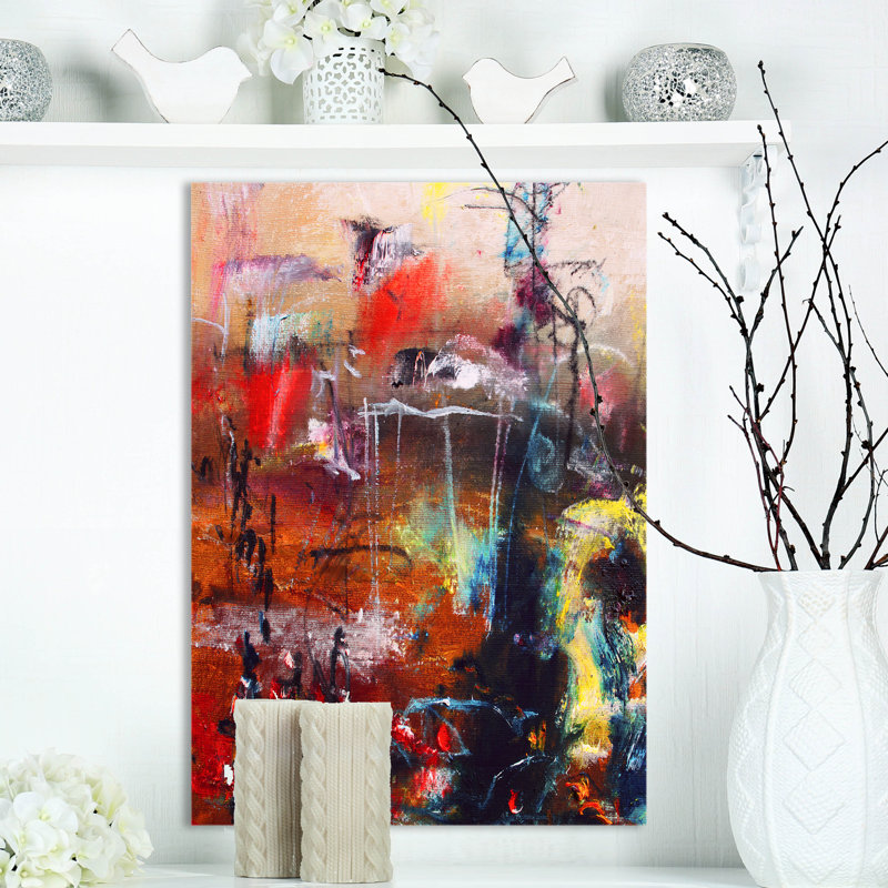 « abstract », reproduction de peinture à l’huile sur toile tendue, H 20 po x l 12 po x P 1po