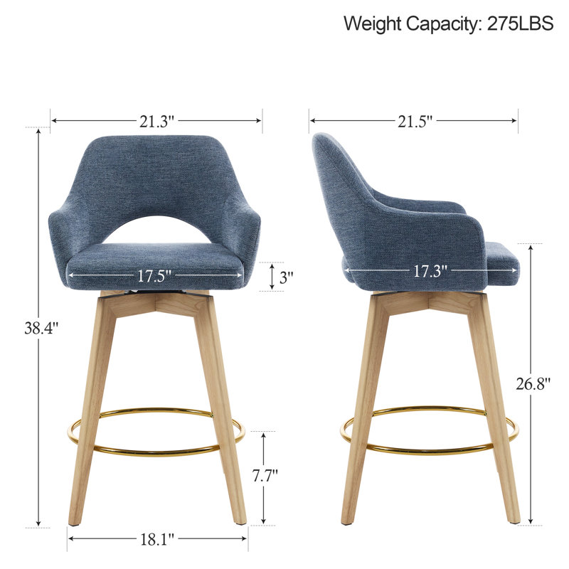 Lovetro Swivel 26.77" Linen Counter Stool