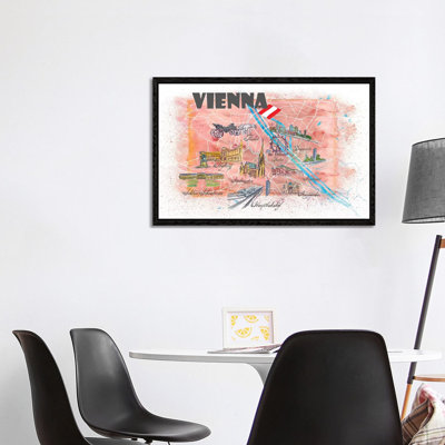 Vienna Austria Illustrated Map by Markus & Martina Bleichner - Painting on Canvas