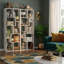 5-tier Modern Geometric Asymmetrical Bookcase, Open Back Etagere Display Shelf-1066334691