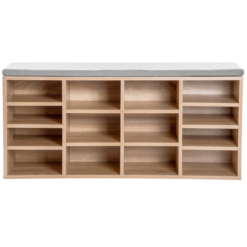 14 Pair Stackable Shoe Rack, Wood/Grey