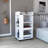 Bar Cart With Glass Door, 2-Side Shelves And Casters-1323364191