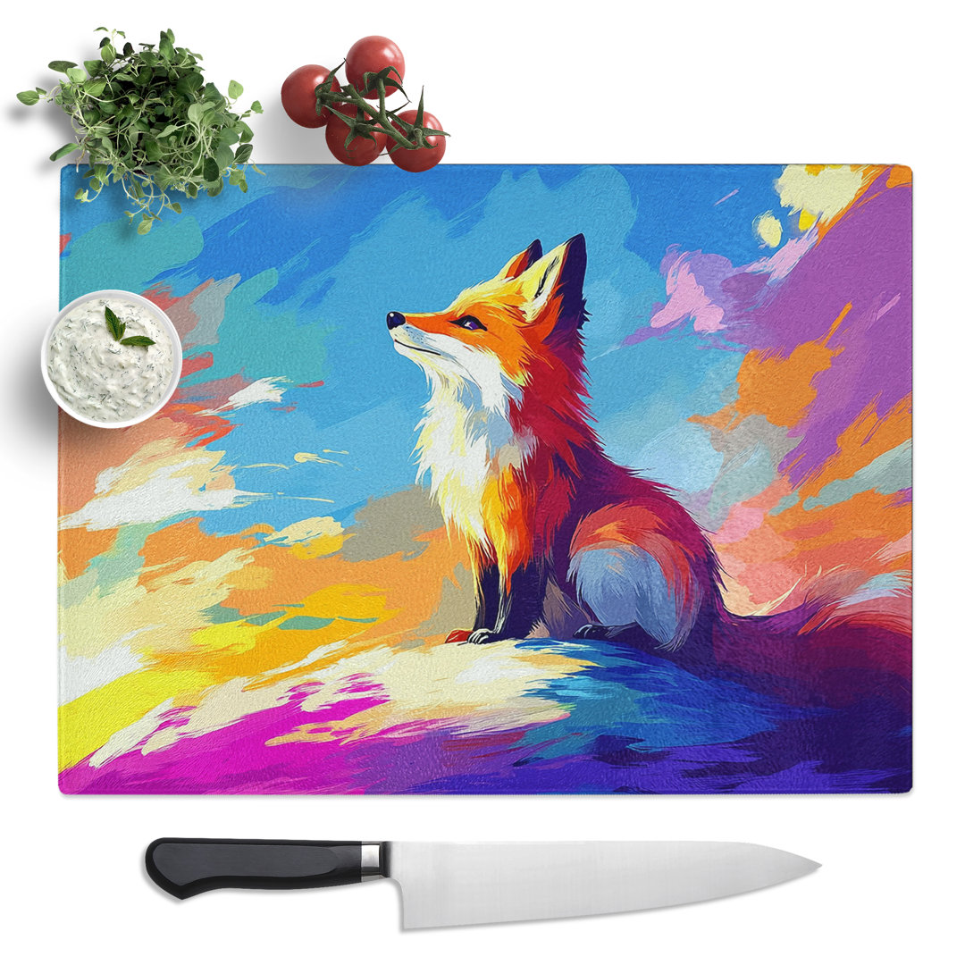 Abstract Fox  Glass Chopping Board
