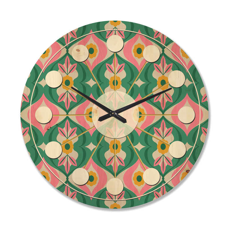 Horloge murale à motif de fleurs et de feuilles, Très grand