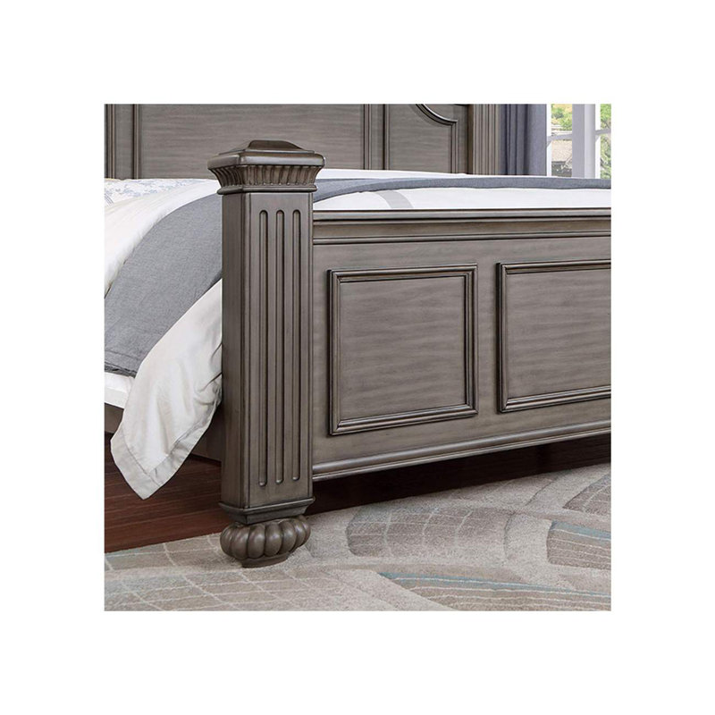 Panneau de lit 1Pc, style contemporain, mobilier de chambre gris à motif floral formel dans la tête de lit, Grand lit