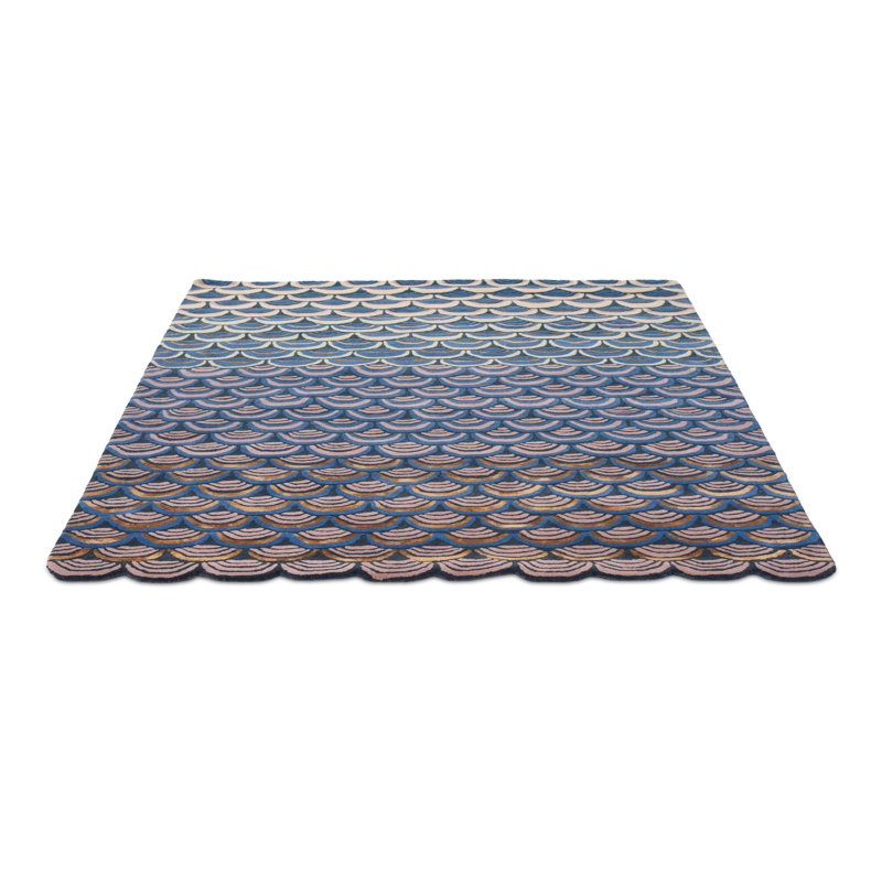 Masquerade Hand Tufted Geometric Area Rug in Blue/Beige, Rectangle 8'2" x 11'6"