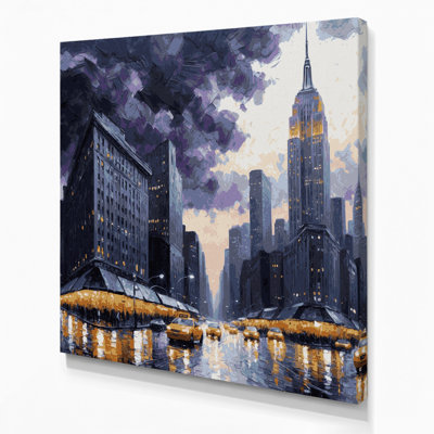 Cities New York City NY Purple Canvas Wall Art
