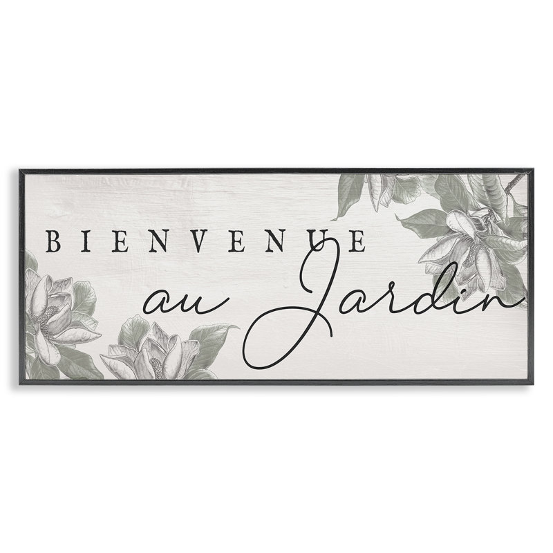  «Vintage Garden Welcome», impression numérique sur toile par Daphne Polselli, H 13 po x l 30 po, Giclée encadrée noir minuit
