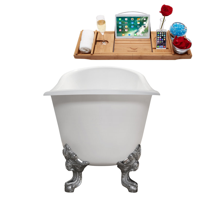 Baignoire de trempage sur pattes 72 "Streamline, Chrome poli, Chrome poli