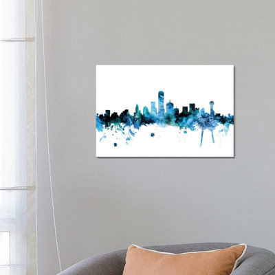 Dallas, Texas Skyline by Michael Tompsett - 1 Piece Wrapped Canvas Wall Art