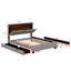 Lit plateforme tapissier avec tête de lit, lit gigogne, tiroirs et ensemble de prises et ports USB-1932917188