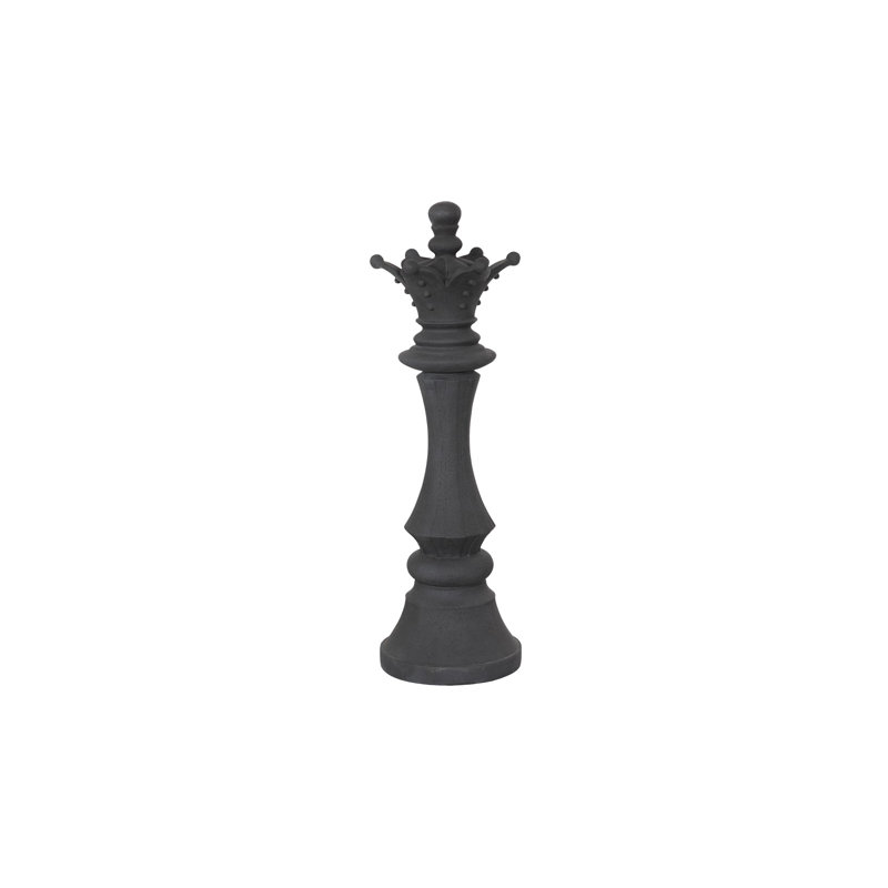 Small Cast Stone Queen Chess Sculpture, Black