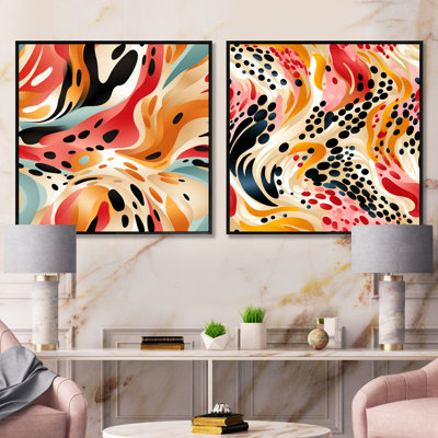 Cortne - Ensemble de 2 collages abstraits carrés